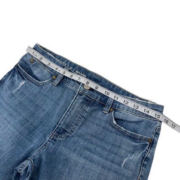 Talbots Womens Flawless Slim Ankle Jeans Size 6 Medium Wash Distressed Denim - Picture 5 of 12